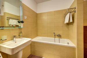 奥帕瓦伊比利亚酒店的浴室配有白色浴缸和水槽