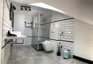 济夫努夫Axel Boutique Jacuzzi & Sauna的白色的浴室设有卫生间和水槽。
