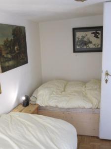 蒙绍Haus Tradition的一间卧室,配有两张床