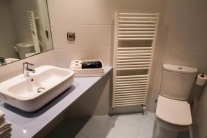 Asiáin卡萨德拉卡德纳酒店的一间带水槽、卫生间和镜子的浴室