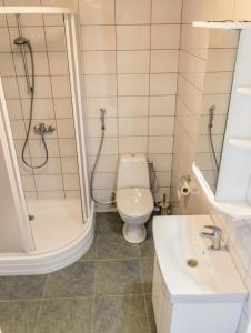 考纳斯Studio 59的浴室配有卫生间、淋浴和盥洗盆。