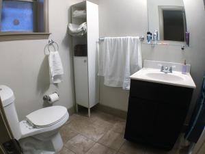 巴尔的摩Mt Vernon Flat - Ground Level Furnished Apartment Near Downtown的浴室配有白色卫生间和盥洗盆。
