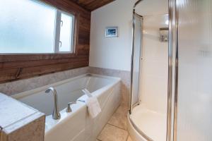 Oyster Bay海洋度假酒店的设有带浴缸和淋浴的浴室。