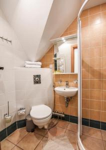 帕兰加Saulės Krantas的一间带卫生间和水槽的浴室