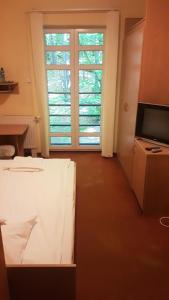 索波特hostel leśny的客房设有床、电视和窗户。