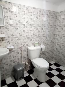 埃拉特诺加普旅馆的一间带卫生间和水槽的浴室