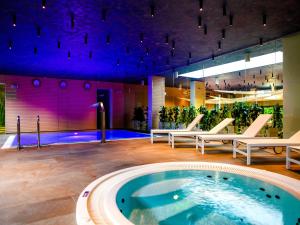 米兹多洛杰金郁金香扎科帕公寓酒店的一座带躺椅的游泳池和一个spa