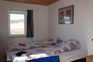 Oqaatsut奥吉萨特/罗德贝住宿加早餐旅馆的一间卧室配有一张带窗户的床和一张四柱床