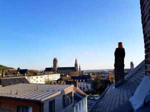 鲁昂Appartement typique Rouen centre tout confort的从建筑屋顶上可欣赏到城市美景