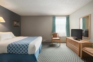 勒杜克埃德蒙顿国际机场/勒杜克旅程住宿套房酒店的配有一张床和一台平面电视的酒店客房