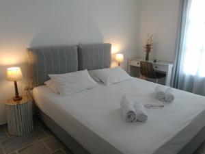 纳乌萨迪斯比纳梅尔公寓式酒店的一间卧室配有带毛巾的床