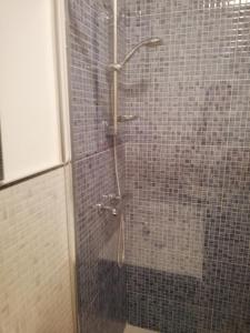圣地亚哥－德孔波斯特拉Luminoso Apartamento Con Parking的浴室里设有玻璃门淋浴