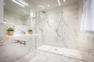 佛罗伦萨Hotel Emma Small Luxury Hotel的白色的浴室设有水槽和淋浴。