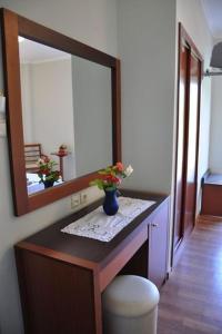 阿尔基察Elena Hotel的浴室设有镜子和花瓶台面