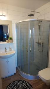 考尔瓦费德拉克亚波吉尔宾馆的带淋浴、水槽和卫生间的浴室