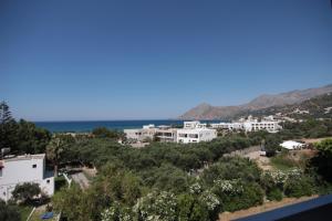 普拉基亚斯Lofos Hotel的享有以大海为背景的城镇美景