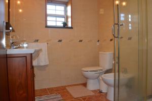 Porto MartinsAdega Mendes的浴室配有卫生间、盥洗盆和淋浴。