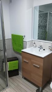 阿里纳加casa quintana的一间带水槽、镜子和淋浴的浴室