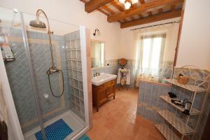 Santa Vittoria in MatenanoB&B Antica Fonte del Latte的带淋浴和盥洗盆的浴室