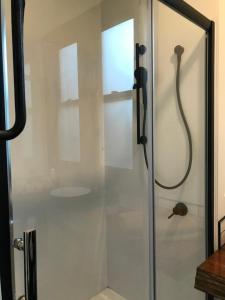 旺阿雷Studio9的带淋浴的浴室,带玻璃门