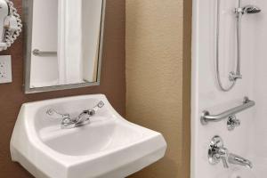 Sayre宾夕法尼亚塞尔麦克罗特酒店&套房的浴室设有白色水槽和镜子