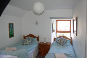 菲什加德James John Hamilton House and backpacker hostel的一间卧室设有两张床和窗户。