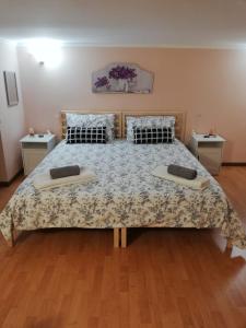 马丁纳弗兰卡Casa Vacanza Due Effe的一间卧室配有一张大床和两个枕头
