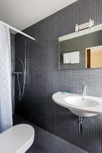圣布莱斯杜成威酒店-布兰克的一间带水槽、淋浴和卫生间的浴室