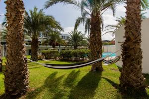 圣玛丽亚萨尔杜纳斯酒店的院子里两棵棕榈树之间的吊床