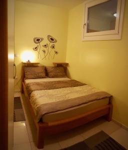 克拉尼斯卡戈拉Apartma BaLe的一间卧室设有两张床和窗户。