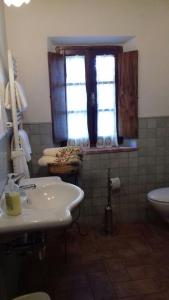 卡斯蒂戈隆·多尔希亚Agriturismo San Pietro的一间带水槽和卫生间的浴室以及窗户。