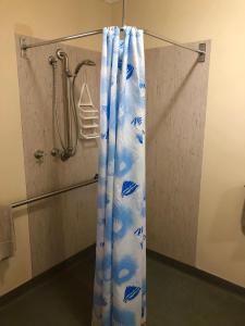 谢菲尔德谢菲尔德汽车旅馆的浴室淋浴间的浴帘