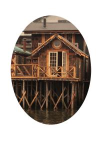 卡斯特鲁Palafito Ayün的码头上房子的圆图