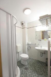 卢布尔雅那克梅茨基赫拉姆旅馆的一间带卫生间和水槽的浴室