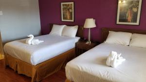 普韦布洛圣菲酒店 - 普韦布洛的两间带天鹅的床(位于酒店客房内)