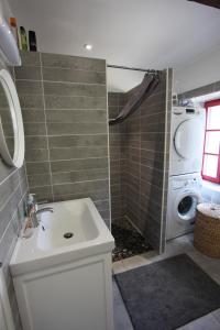 SeigyGîte des Cochards的一间带水槽和洗衣机的浴室