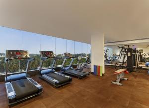 班加罗尔La Marvella, Bengaluru的大楼内带跑步机和椭圆机的健身房