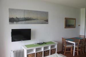 兰斯科伦Ferienwohnung im Haus Landskron的客厅设有壁挂式平面电视。