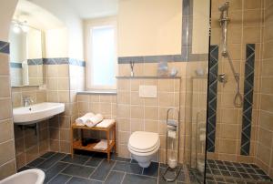 多尔切阿夸B&B U Campanin的浴室配有卫生间、盥洗盆和淋浴。