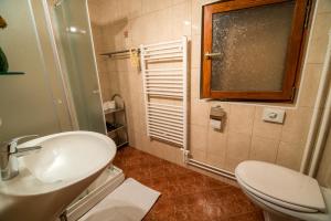 博希尼Bed & Breakfast Hisa Resje的浴室配有白色水槽和卫生间。