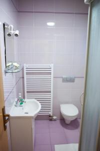 贾科沃布迪米尔旅馆的粉红色的浴室设有卫生间和水槽