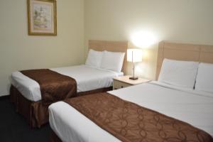 尼亚加拉瀑布尼亚加拉瀑布帕斯波特酒店的酒店客房,设有两张床和一盏灯