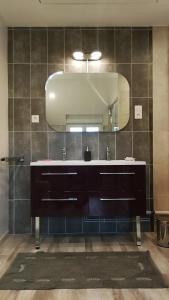 LireyDomaine du Carouge的一间带水槽和镜子的浴室