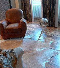 雷根斯堡元素酒店的一间位于地板上的房间,配有椅子和镜子