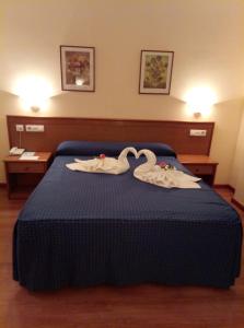 阿尔科斯-德拉弗龙特拉佩尼亚德阿科斯酒店的酒店客房,配有一张天鹅床