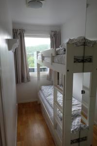 耶卢Fjelltun Fritidsleiligheter, leilighet 407的客房设有两张双层床和一扇窗户。