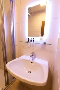巴德哥依斯恩梅兹海利旅馆的浴室设有白色水槽和镜子