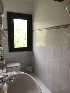 阿西亚罗利Residenza Le Serre的一间带水槽和卫生间的浴室以及窗户。