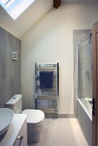 AstburyWoodspurge Cottage, Drift House Holiday Cottages的浴室配有卫生间、盥洗盆和淋浴。