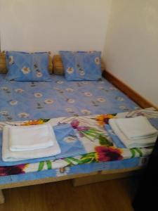 布尔加斯Viki的床上配有毛巾和餐巾